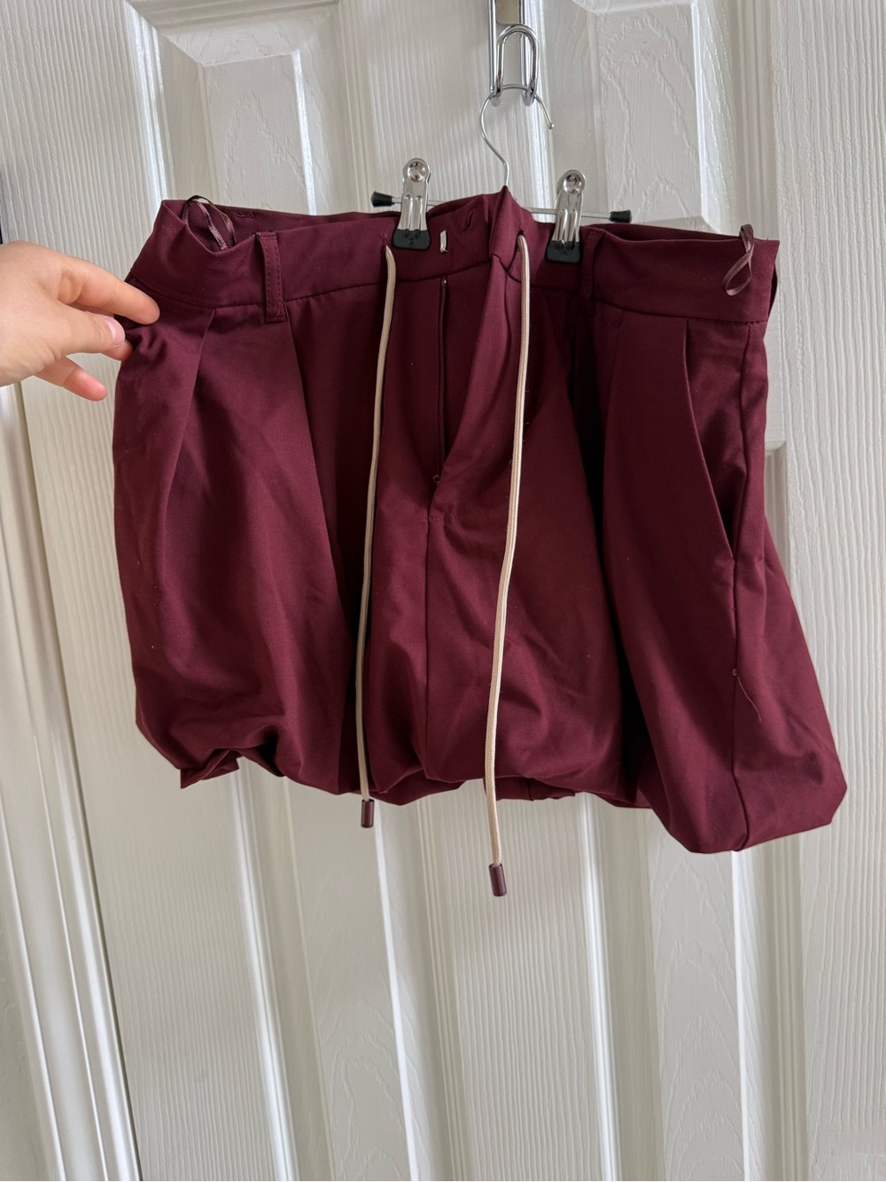 Zara Plum Pleated Mini Skirt with Drawstring
